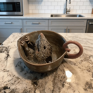 <b>Mouse</b> Shaped Grinding Juicing Bowl Ceramic Handmade For Kitchen Use - Product Image 1