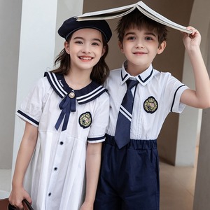 Blanc enfant fille retour à l'école robe marin Style école uniforme nouveau mignon <span class=keywords><strong>maternelle</strong></span> école uniforme conception - Product Image 4