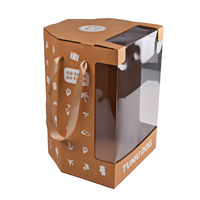 Boîte en papier recyclable de grande taille avec poignée, personnalisée, couleur marron, pour gâteaux, sushis, biscuits, pâtisserie - Carton blanc gaufré