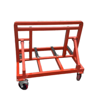 Carro de Transporte de Metal Rojo con Ruedas Giratorias para Manipulación de Láminas, Carro de Acero Resistente para Paneles