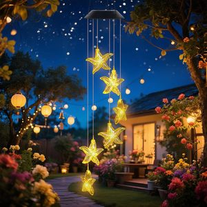 โคมไฟพลังงานแสงอาทิตย์รูปปลาดาว LED สำหรับตกแต่งสวน โคมไฟแขวนภายนอกอาคาร - Product Image 1