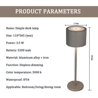 Lampe de table LED commerciale sans fil à intensité variable tactile, alimentée par batterie, en métal, style tambour, pour bistrot et café, personnalisable en usine
