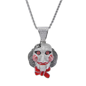 Collar con Colgante de Cabeza de Muñeca con Piedras de Circonita Cúbica Micro Pavé, Estilo Hiphop, para Hombre y Mujer - Product Image 6