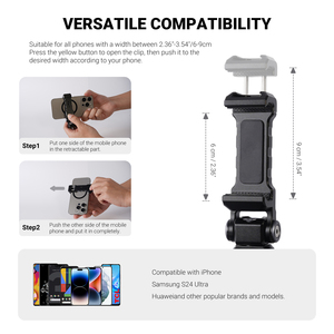 Phone Holder with Dual Cold <strong>Shoe</strong> Mounts Universal Clamp Fit for iPhone <strong>Samsung</strong> Works with DJI Mic LED Video Light Tripod Stand - Product Image 5