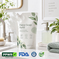 Pochettes de recharge personnalisées pour savon liquide, sachets d'emballage imprimés avec bec verseur et bouchon pour produits de lavage des mains et de soins personnels