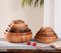 Cuencos de Madera de Nogal y Roble, Platos de Fruta Extra Grandes, Cuencos de Madera para Niños, Vajilla para Picnic, Venta al por Mayor