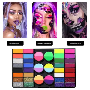 Cross-Border 44-Color No tóxico Acuarela Soluble en agua <span class=keywords><strong>Pintura</strong></span> facial Uso moderno <span class=keywords><strong>para</strong></span> adultos Halloween Navidad Escenario <span class=keywords><strong>Pintura</strong></span> corporal - Product Image 3