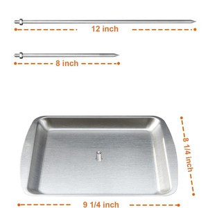 Stainless Steel Square Screw Vertical Skewer Grill <b>Rack</b> 9in 8in Tray With Brush And Gloves For Cooking <b>BBQ</b> Tools - Product Image 2