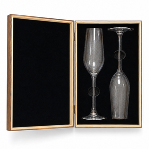 Copas de Champán de Cristal Grabadas con Logotipo Personalizado, Juego de Regalo en Caja de Madera con Tapa Deslizante - Product Image 2