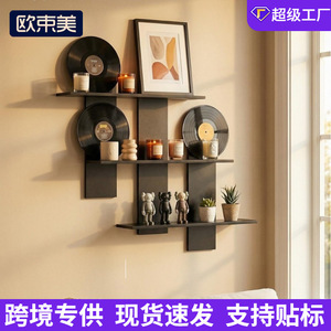 Oy-Pvc Three-Tier Staggered Shelf Wall Mounted Geometric <b>Storage</b> Rack For Study Room Living Room Display - Product Image 4