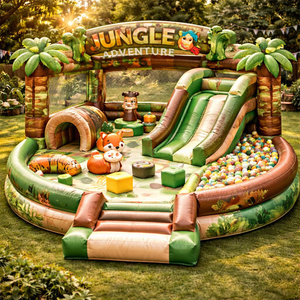 Castillo Inflable Comercial con Diseño <span class=keywords><strong>de</strong></span> <span class=keywords><strong>Jungla</strong></span> y Bosque en Tonos Neutros y Tierra, <span class=keywords><strong>Parque</strong></span> <span class=keywords><strong>de</strong></span> Juegos Inflable - Product Image 1