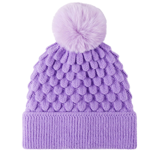 Wholesale Custom Knitted <strong>Beanies</strong> for Women Thickened Fur <strong>Pom</strong> Winter Fleece-Lined Warm Hats Bows Camouflage Cartoon for Female - Product Image 6