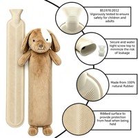 Bouteille d'eau chaude en caoutchouc longue de 72 cm, norme BS, avec housse en peluche douce en forme de chien, vente en gros