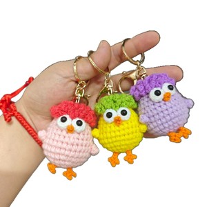 Cute Crocheted Knit Knitting Amigurumi Crochet Keychain Handmade Farm Animals Chick Chicken Key Chains Bag Purse Charm Pendant - Product Image 5