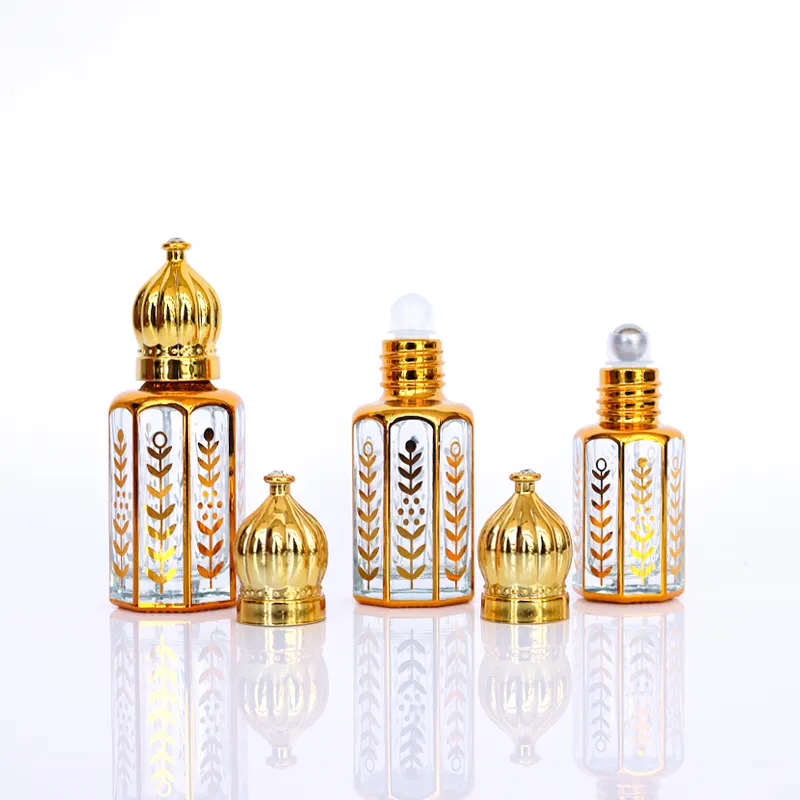 Bouteille de parfum vintage Bouteille d'huile d'essence Parfum arabe de Dubaï Vaporisateur électrique plaqué or pour le voyage