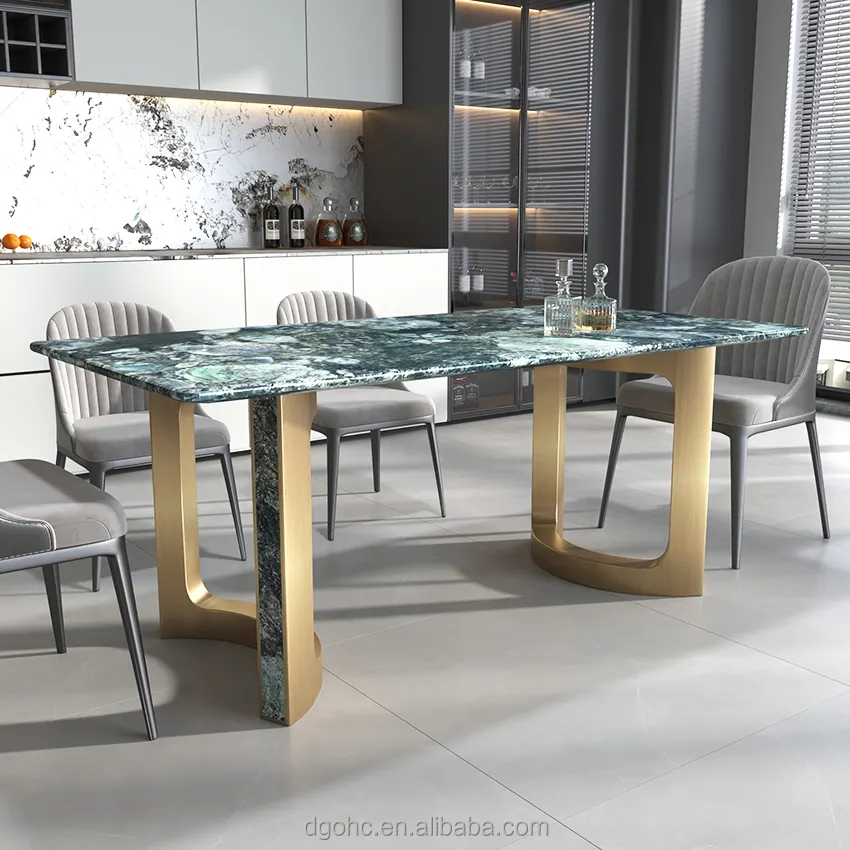 Gold or Silver Stainless Steel Living Room Furniture Marble Modern Luxury Design Dining Table and Chairs for Dining Room