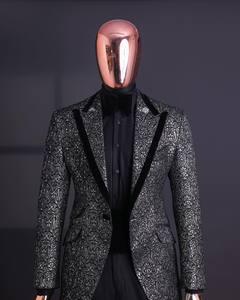 Diseño a medida hombres <span class=keywords><strong>elegantes</strong></span> <span class=keywords><strong>caballeros</strong></span> de negocios Casual Formal hombres negro Floral traje Slim Fit solapa traje boda traje proveedor - Product Image 3