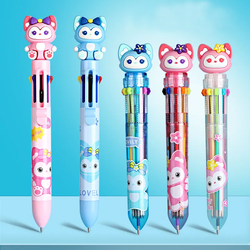2022 new promotional LinaBell Children's Creative Kawaii multi-color pen 10 in 1 cute pens for kids cute stationary pen