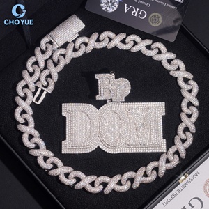 <b>Custom</b> Men's Hip Hop Iced Out Moissanite Letter <b>Name</b> Pendant 925 Silver Rhodium Plated Charms Pendant <b>Necklace</b> Party Wear - Product Image 3