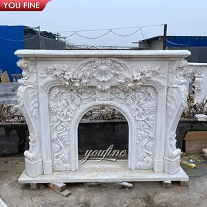 Natural White Marble Fireplace For Home