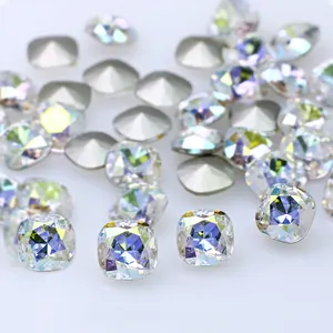 DONGZHOU-cojín de cristal con diamantes de imitación, piedra de lujo, piedras de cristal con puntos de Color, accesorios de joyería, Nail Art