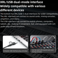 Microphone dynamique USB-C XLR FS-338 avec support de bureau 192kHz/24bit, lumière RGB, bouton de sourdine, prise casque