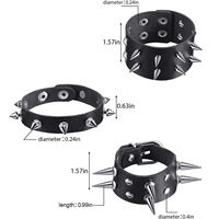 Bracelet en cuir PU noir à rivets cloutés Hip Hop, clubbing, cosplay, gothique, punk, multi-rangs, bracelets, joncs pour hommes