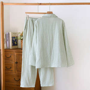 PJ-048 Plaid Pure Cotton 2-Piece Long Sleeve Woven <b>Pajamas</b> Home Wear Set Men Spring Autumn Style - Product Image 6