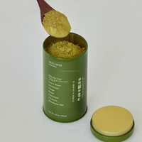 Boîte de conserve ronde en fer blanc de qualité alimentaire avec double couvercle, hermétique, pour poudre de cacao et matcha, avec logo personnalisé imprimé