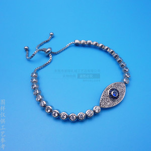 Pulsera de ojo turco de zafiro con incrustaciones de cristal blanco K, diseño geométrico, para uso diario - Product Image 2