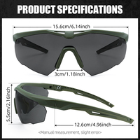 Lunettes de sécurité certifiées ANSI TR90 Z87, UV400, anti-rayures, tactiques, avec 3 verres interchangeables, possibilité d'insertion de prescription
