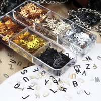 6 Grilles Alphabet Brillant Sequin Nail Art Accessoires Métallique Couleur Anglais Lettres Nail Charm