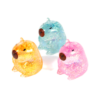 Jouet populaire anti-stress en TPR en forme de mini capybara, avec paillettes, poudre dorée Aurora et effet maltose, à rebond lent