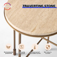 Table d'appoint en cuivre et acier inoxydable de luxe léger, table de chevet ronde minimaliste en travertin, table basse de salon, table d'appoint de canapé