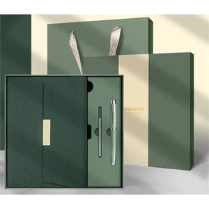 Custom Logo A5 Tri-Fold Business <b>Notebook</b> Gift <b>Set</b> Stylish Leather Journal Multifunction Silk Screen Printed Office Promotional - Product Image 1