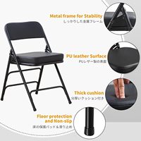 Chaise pliante rembourrée au design moderne avec coussin épais Chaise de salle à manger intérieure et extérieure en métal robuste Noir