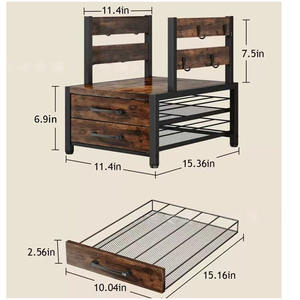 Organizador <span class=keywords><strong>de</strong></span> Estación <span class=keywords><strong>de</strong></span> Café <span class=keywords><strong>de</strong></span> Madera Rústica al por Mayor con Cajón <span class=keywords><strong>y</strong></span> Soporte para Cápsulas K-Cup para Encimera - Product Image 4