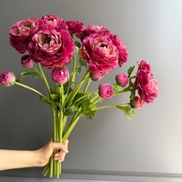 Nouvel Arrivage Fleur Artificielle Faite à la Main Style Naturel 51CM 2 Têtes en Soie Rose et Blanche (Ranunculus, Rose, Pissenlit) pour Mariage, Table et Décoration Intérieure