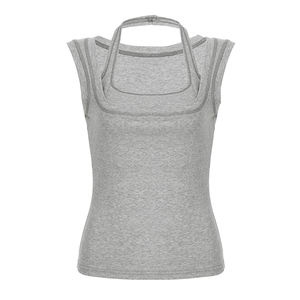 New Wholesale Y2K Sexy <b>Low</b>-<b>Cut</b> Halter Neck <b>Women</b> Slim Fit Vest Solid Color Reverse Stitching - Product Image 6