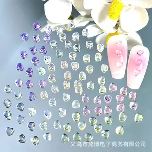 3D şeffaf aşk kalp Charm Nail Art dekorasyon için reçine tırnak Charms Rhinestone takı manikür aksesuarları için