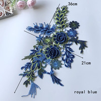 Ecowalson Bleu Fleur Col Décorer Couture Accessoires Broderie Robe Motif Blouse Dentelle Tissu Applique Couture Fournitures