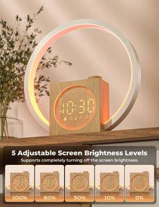 <span class=keywords><strong>Sveglia</strong></span> da Tavolo Intelligente USB Portatile con Effetto Legno, Illuminazione LED RGB Bianca, Funzione Alba e Luce <span class=keywords><strong>Sveglia</strong></span> Silenziosa per Hotel - Product Image 3