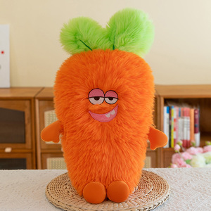 Nuovo simpatico peluche con carota pelosa giocattolo <span class=keywords><strong>emoji</strong></span> mostro lungo grasso carota bambola imbottita viso carino cuscino decorativo con carota rossa vegetale - Product Image 5