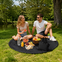 Tapis de pique-nique en polyester durable avec pochette de rangement intégrée, pliable, imperméable, portable, pour voyage, camping, parc, plage, pelouse
