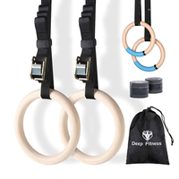 Anneaux de gymnastique en bois personnalisés pour la musculation anneaux de gymnastique avec sangles