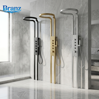 Système de douche mural multifonctionnel en acier inoxydable avec panneau de douche ovale en cascade et tête filtrante