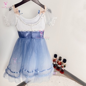 2025 DT013 Blaues Coppélia Ballett-Performance-Kleid, Langer Tüllrock, Wettbewerbskostüm, Giselle Professionelle Anpassung - Product Image 4