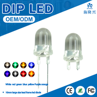 Diode LED à puce DIP 10 mm, blanc chaud 2700-3500K, 2 broches, lentille transparente, rouge diffusé, lampe LED dimmable, fournie par l'usine