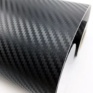 热卖无空气聚氯乙烯材料黑色3D碳纤维乙烯基贴纸