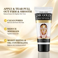 Masque Peel-Off au Mucus d'Escargot et Or 24K pour Nettoyage des Pores et Soin des Points Noirs, Hydratant et Éclaircissant, Tube, Logo Personnalisé, Vente en Gros, Beauté Coréenne